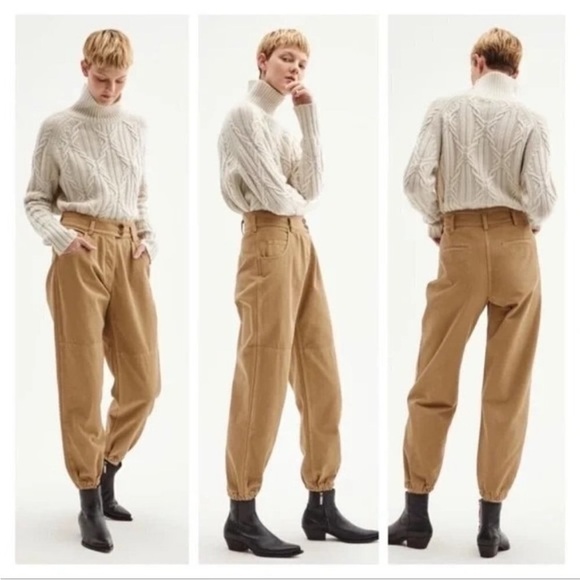 Nili Lotan Military Jogger Pants Women’s Size 2 Barley Tan High Rise Cropped Fit - Picture 1 of 13